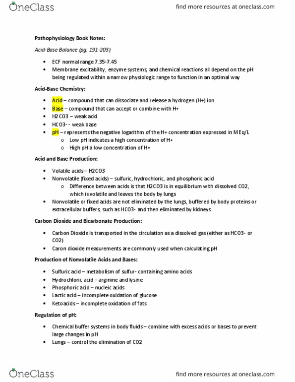 NURS 323 Lecture Notes - Lecture 1: Weak Base, Arginine, Lysine thumbnail