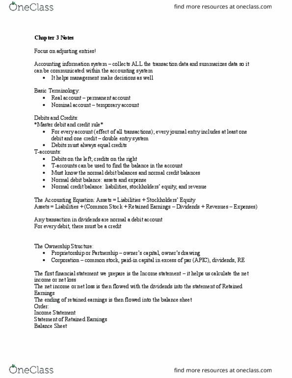 ACG 3101 Lecture Notes - Lecture 2: Retained Earnings, Income Statement, Financial Statement thumbnail