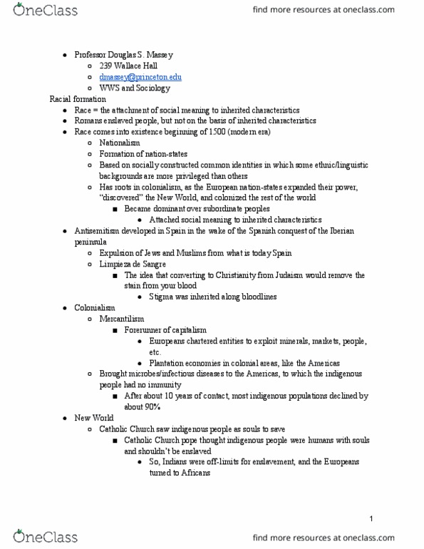 WWS 331 Lecture Notes - Lecture 1: Iberian Peninsula, Antisemitism, Nationstates thumbnail