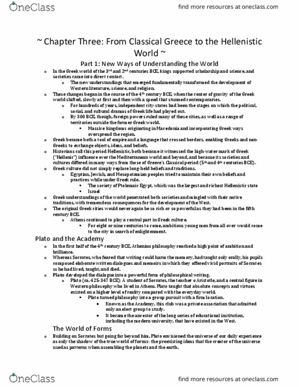 HIS 104 Chapter Notes - Chapter 3.1: Western Philosophy, Scientific Method, Portico thumbnail