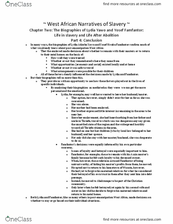 HIS 301 Chapter Notes - Chapter 2.4: Debt Bondage thumbnail