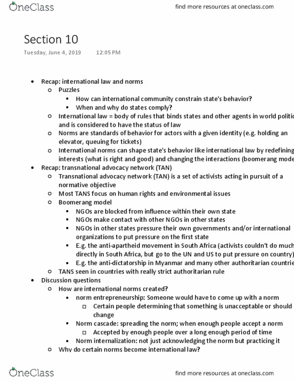 POL S 7 Lecture Notes - Lecture 10: International Human Rights Law, Environmental Protection, Montreal Protocol thumbnail