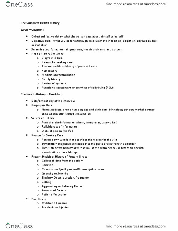 NURS 258 Lecture Notes - Lecture 3: Lab Report, Palpation, Mammography thumbnail