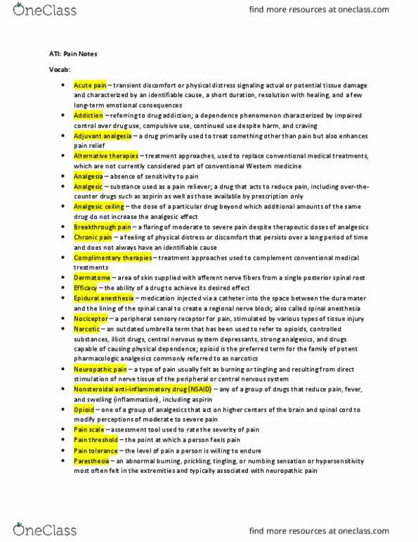 NURS 258 Lecture Notes - Lecture 11: Depressant, Epidural Administration, Dura Mater thumbnail
