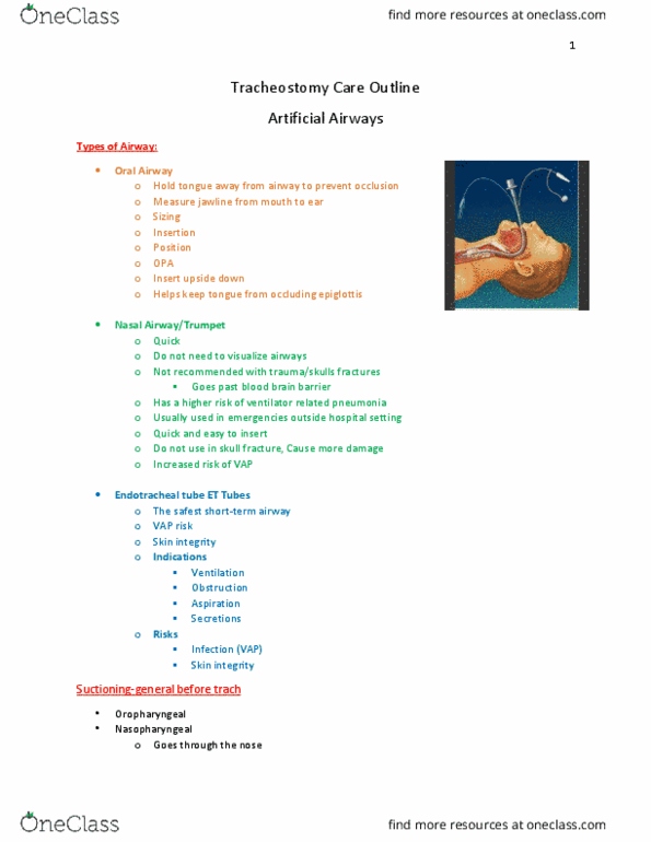 NURS 358 Lecture Notes - Lecture 4: Airway Obstruction, Tracheotomy, Epiglottis thumbnail
