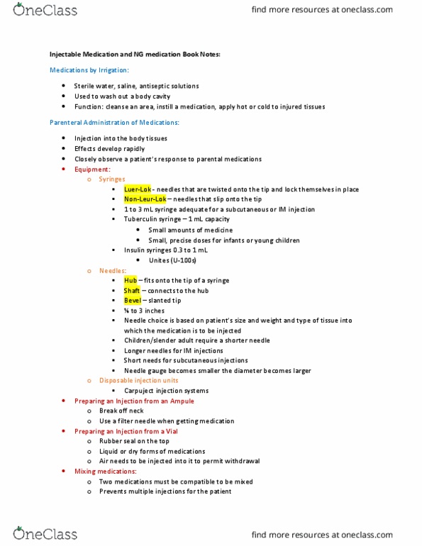 NURS 358 Lecture Notes - Lecture 1: Tuberculin, Antiseptic, Viscosity thumbnail