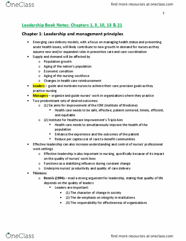 NURS 472 Lecture Notes - Lecture 1: Emergency Management, Group Cohesiveness, Nursing Shortage thumbnail