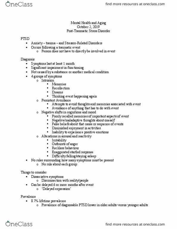 HLTHAGE 3N03 Lecture Notes - Lecture 8: Disconnection, No Age, Psychoactive Drug thumbnail