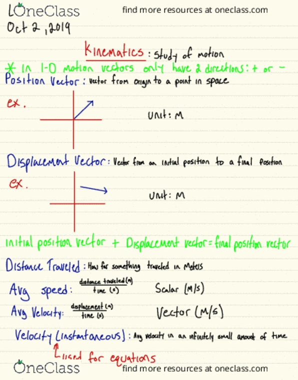 PHYS 6A Lecture Notes - Lecture 2: Kinematics, Vitt cover image