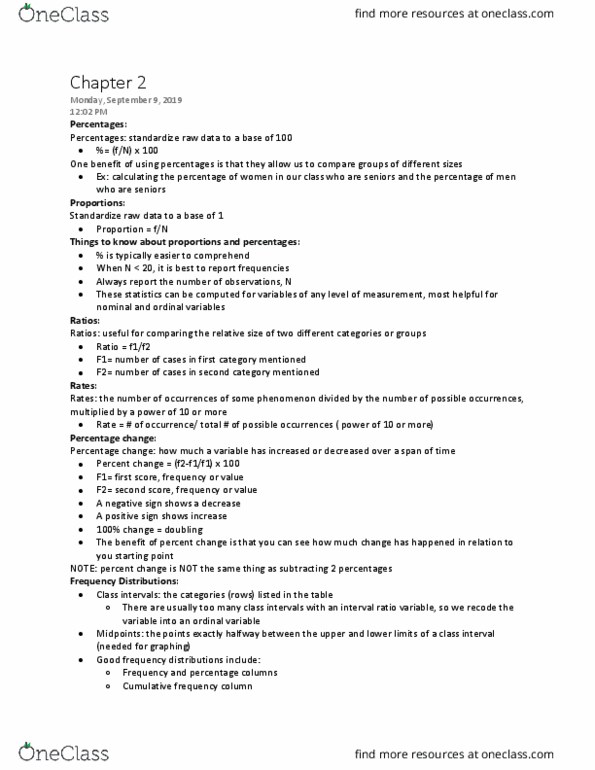 SOC 326 Chapter Notes - Chapter 2: Interval Ratio, Ordinal Data thumbnail