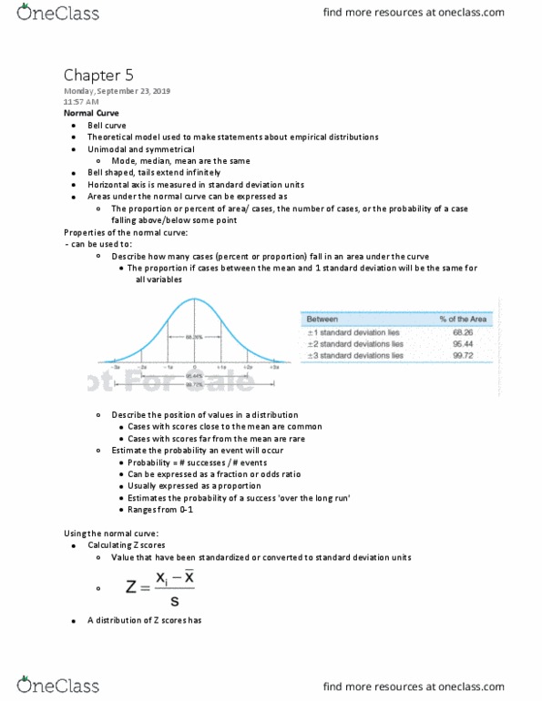 SOC 326 Chapter Notes - Chapter 5: Standard Score, Standard Deviation, Odds Ratio thumbnail