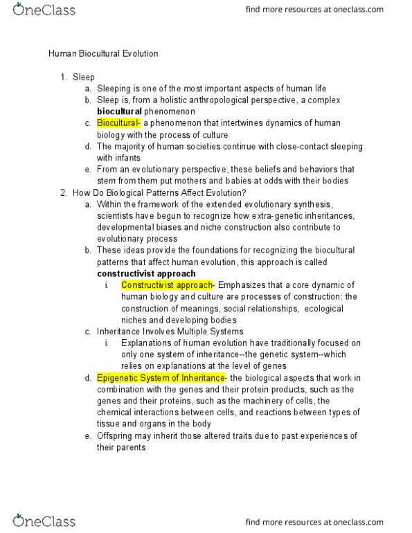 ANTH 101 Chapter Notes - Chapter 9: Extended Evolutionary Synthesis, Niche Construction, Human Behavioral Ecology thumbnail