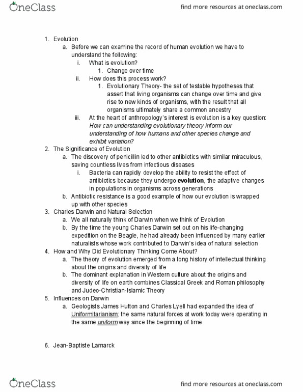 ANTH 101 Lecture Notes - Lecture 4: James Hutton, Uniformitarianism, Penicillin thumbnail