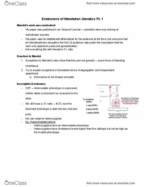 HMB265H1 Lecture Notes - Lecture 6: Blending Inheritance, Hypercholesterolemia, Mendelian Inheritance thumbnail