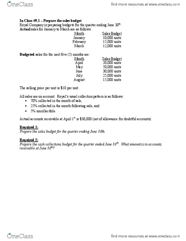 ACCTG322 Lecture Notes - Income Statement, Retained Earnings, Budget thumbnail