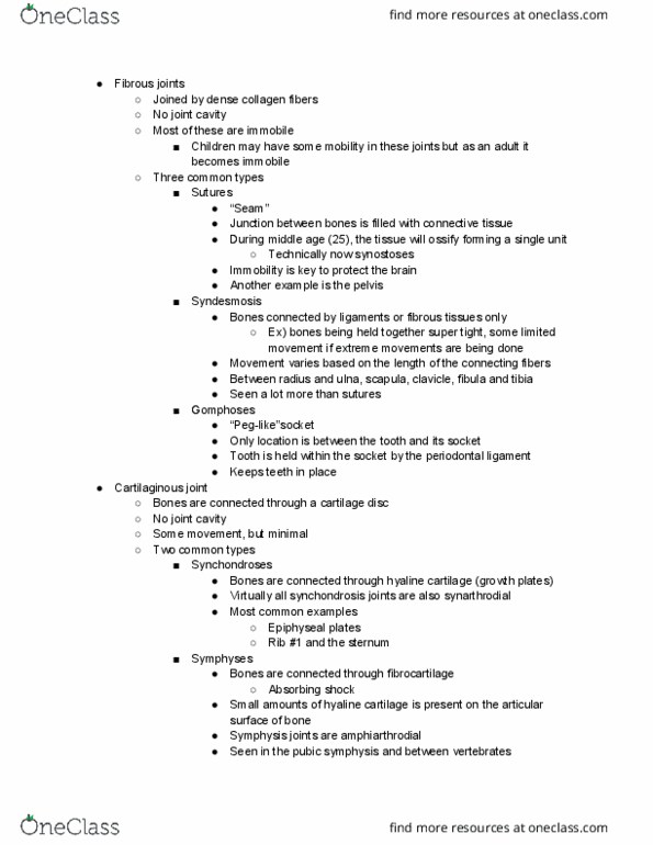 KAAP309 Lecture Notes - Lecture 4: Hyaline Cartilage, Pubic Symphysis, Periodontal Fiber thumbnail