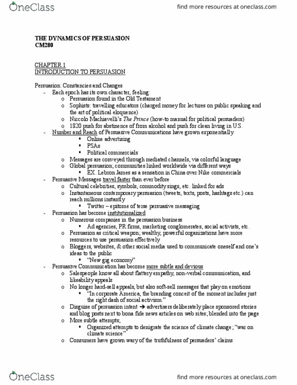 COM CM 280 Chapter Notes - Chapter 1: Temporary Work, Persuasion, Online Advertising thumbnail