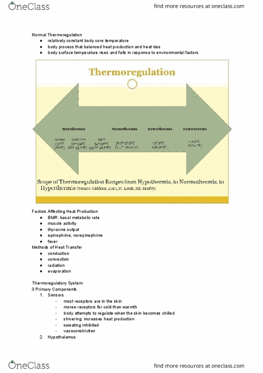 NURS 220 Lecture Notes - Lecture 8: Basal Metabolic Rate, Thermoregulation, Thyroid Hormones thumbnail