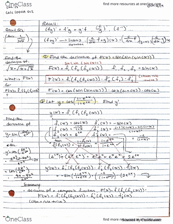 Calculus 1000A/B Lecture 18: More derivatives cont'd cover image