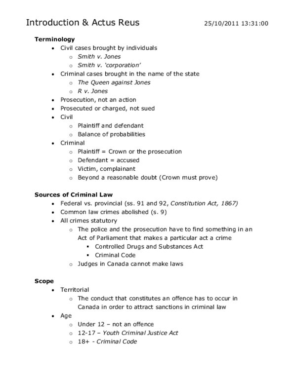 Law 2101 Lecture : Notes for criminal law thumbnail
