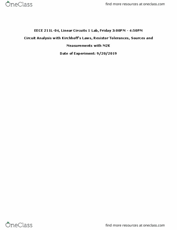 EECE 211 Lecture Notes - Lecture 1: Resistor, Voltage Source, Voltmeter thumbnail