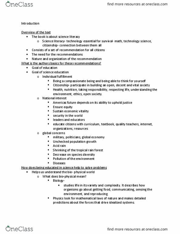 SCI 1000C Lecture Notes - Lecture 1: Acid Rain, Science Education, Institute For Operations Research And The Management Sciences thumbnail