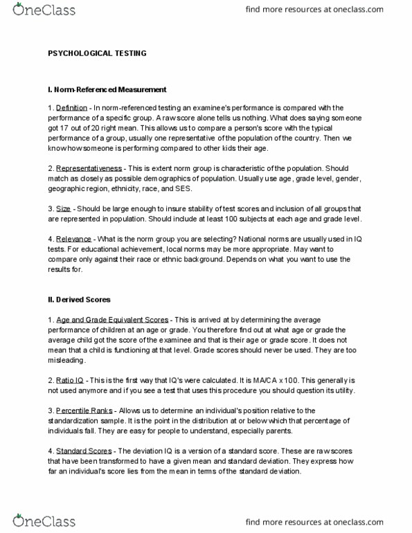 PSY 2301 Lecture Notes - Lecture 8: Standard Score, Standard Deviation, Percentile thumbnail