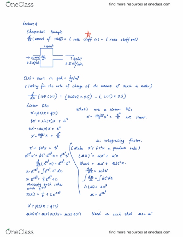 MATH 4B Lecture Notes - Lecture 4: Integrating Factor cover image