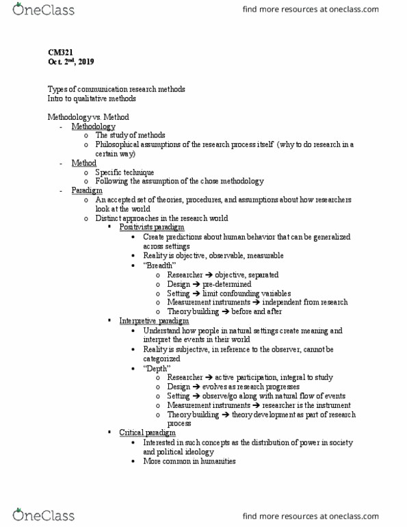 COM CM 321 Lecture Notes - Lecture 5: Measuring Instrument, Institute For Operations Research And The Management Sciences, Skill thumbnail