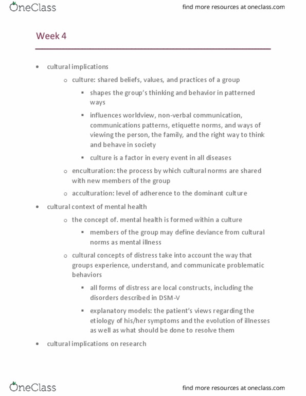 NUR 340 Lecture Notes - Lecture 4: Nonverbal Communication, Enculturation, Acculturation thumbnail