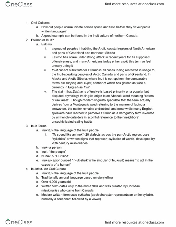 GEOG 103 Lecture Notes - Lecture 6: Inuksuk thumbnail