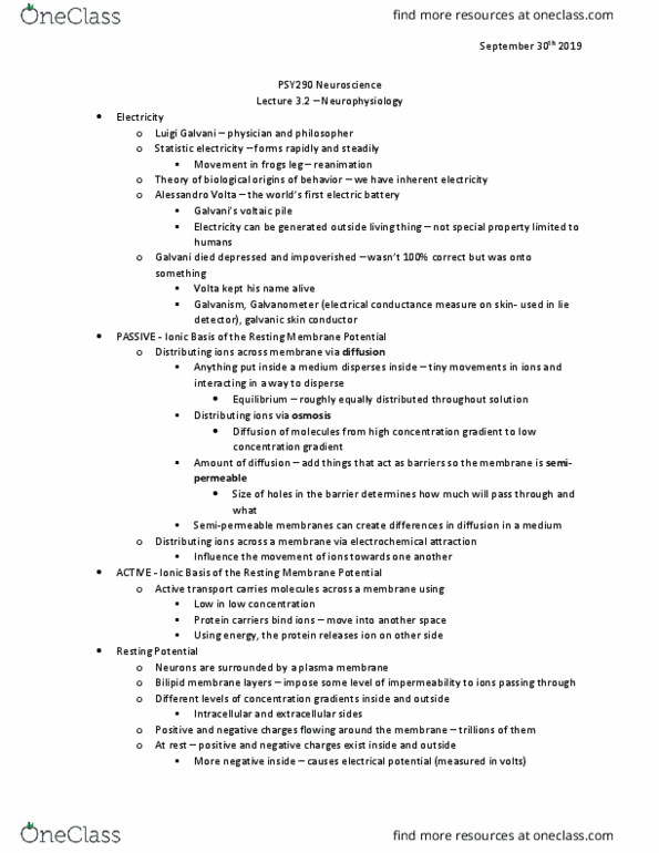 PSY290H5 Lecture Notes - Lecture 3: Alessandro Volta, Luigi Galvani, Voltaic Pile thumbnail