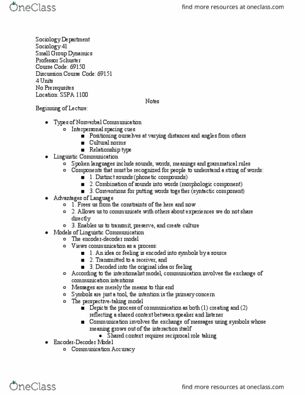 SOCIOL 41 Lecture Notes - Lecture 3: Arthur Schuster, Functionalism Versus Intentionalism, Lemonade thumbnail