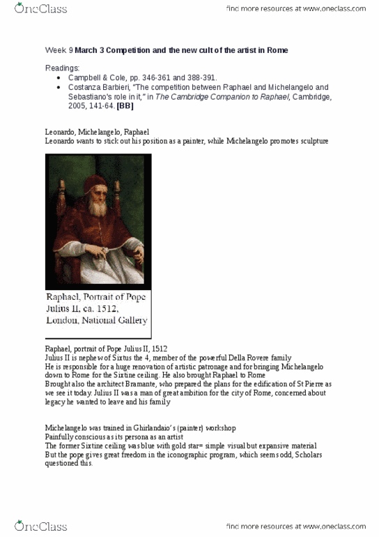 FAH337H1 Lecture Notes - Villa Farnesina, Philosophes, Sistine Chapel thumbnail