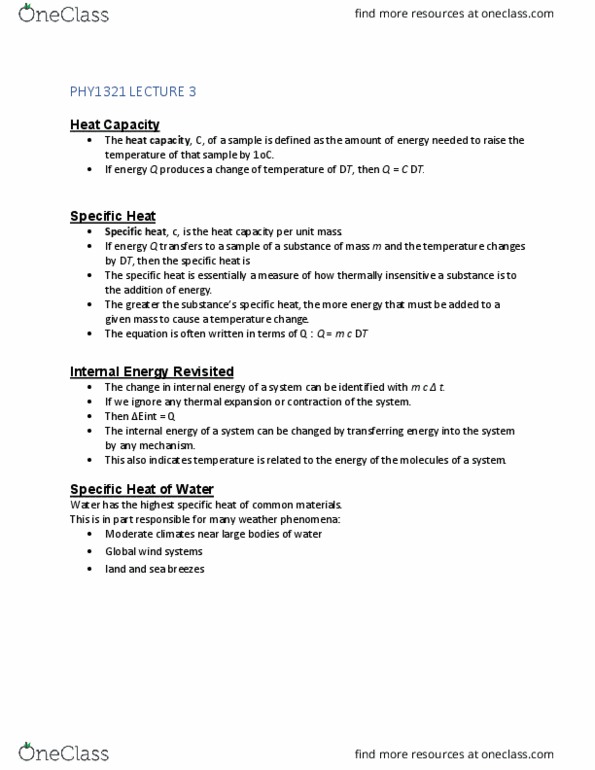 PHY 1321 Lecture Notes - Lecture 3: Thermal Expansion, Sign Convention cover image