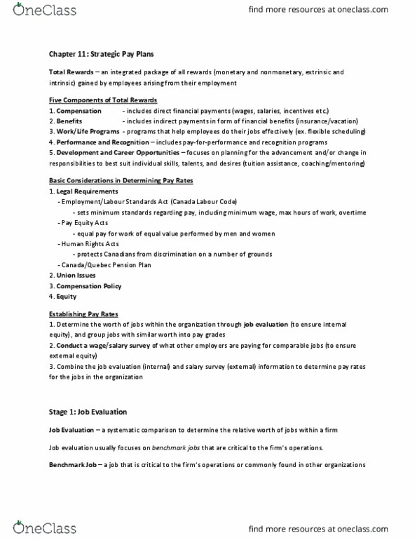 BU354 Lecture Notes - Lecture 11: Canada Labour Code, Job Evaluation, Job Analysis thumbnail