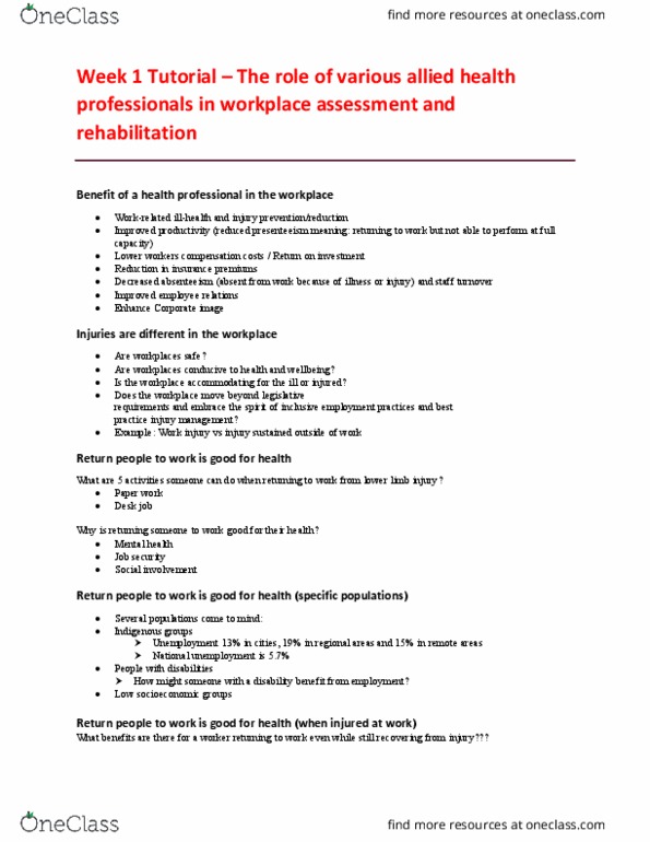 EHR524 Lecture Notes - Lecture 1: Health Professional, Corporate Identity, Job Security thumbnail