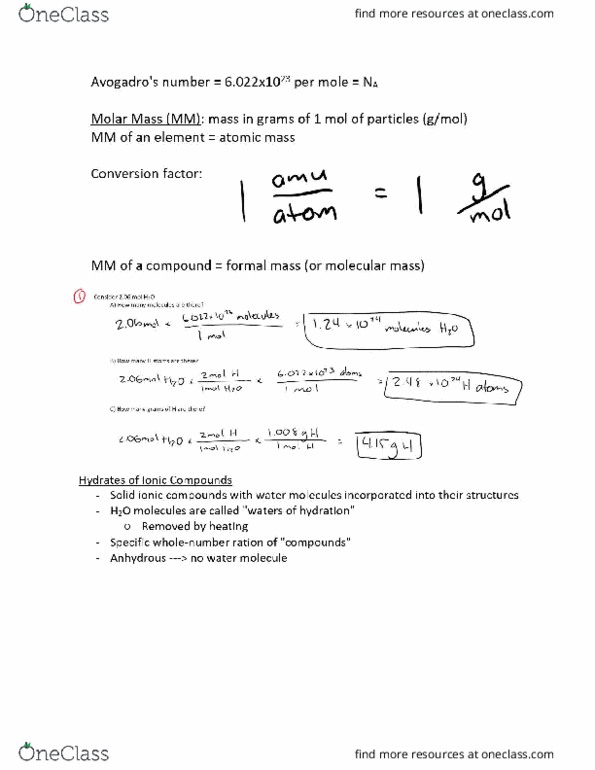 CHEM 6B Study Guide - Winter 2019, Final - Conversion Of Units ...