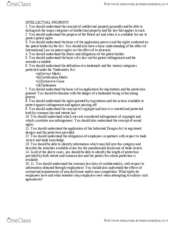 B LAW402 Lecture Notes - Patent Infringement thumbnail