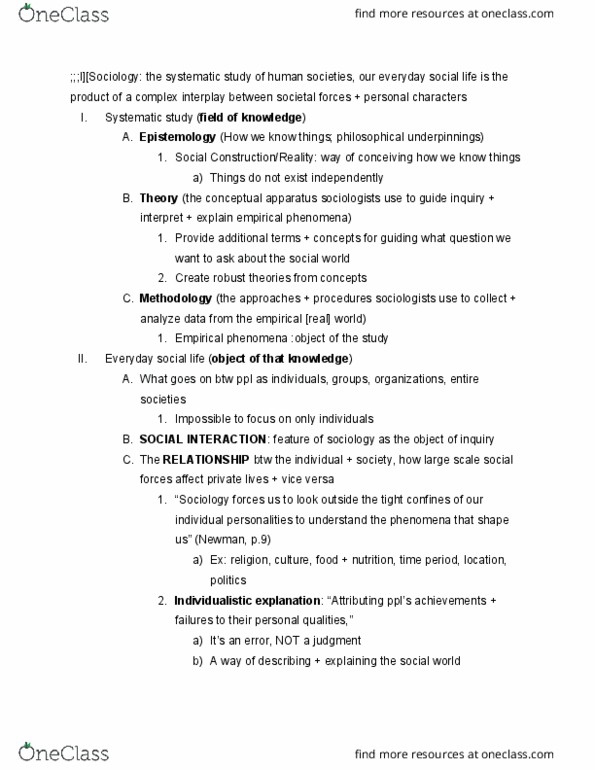 CAS SO 100 Lecture Notes - Lecture 1: Social Forces, Empiricism, Metanarrative thumbnail