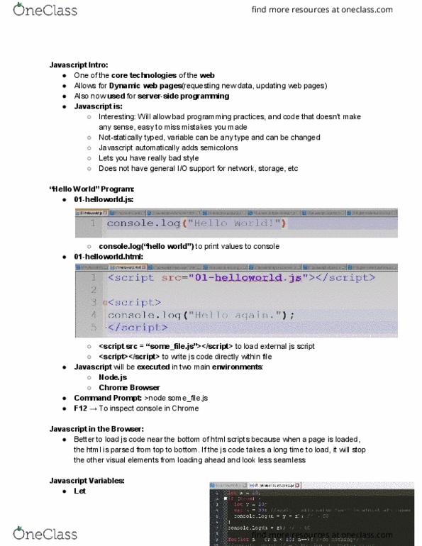 COMP 2406 Lecture Notes - Lecture 2: Node.Js, Javascript, Cmd.Exe thumbnail