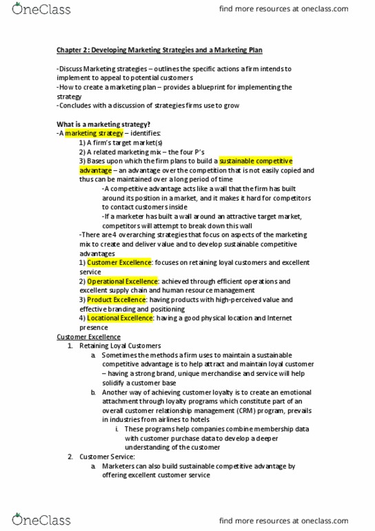 Management and Organizational Studies 2320A/B Chapter Notes - Chapter 2: Customer Relationship Management, Human Resource Management, Customer Service thumbnail