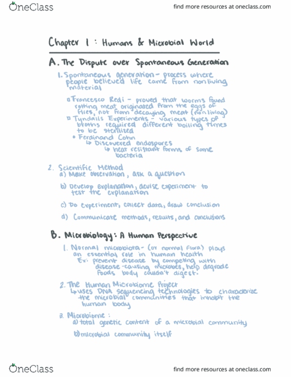 BIOL 275 Chapter Notes - Chapter 1: Human Microbiome Project, Francesco Redi, Human Microbiota thumbnail