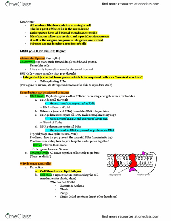 LISCI-UF 101 Lecture Notes - Lecture 3: Hydrothermal Vent, The Selfish Gene, Lipid Bilayer thumbnail