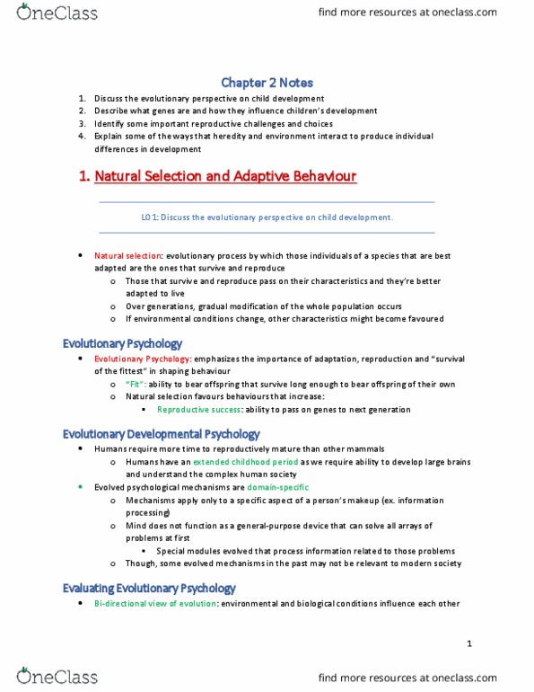 Psychology 2040 Chapter Notes - Chapter 2: Natural Selection, Color Blindness, Thymine thumbnail