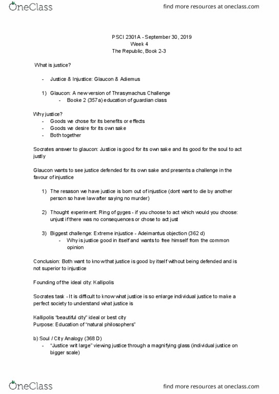 PSCI 2301 Lecture Notes - Lecture 3: Glaucon, Thrasymachus, Thought Experiment thumbnail