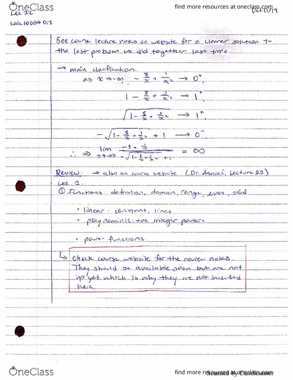 Calculus 1000A/B Lecture 22: Review cont'd cover image