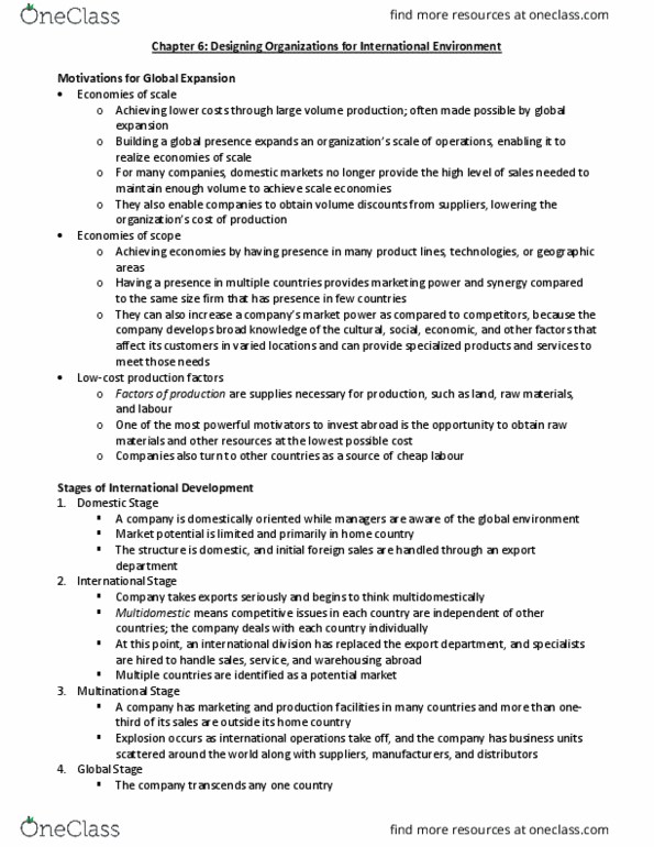 BU398 Chapter Notes - Chapter 6: Factors Of Production, Market Power, Geert Hofstede thumbnail