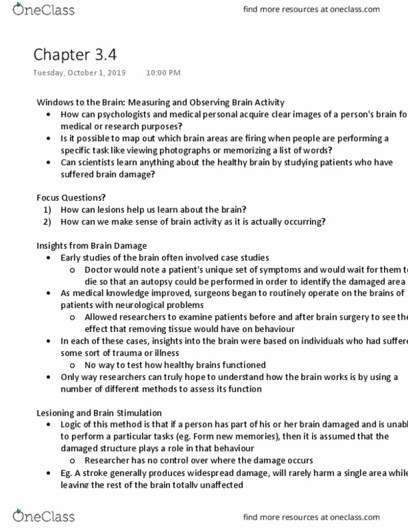 PSYA01H3 Chapter Notes - Chapter 3.4: Magnetic Resonance Imaging, Neuroimaging, Radiography thumbnail