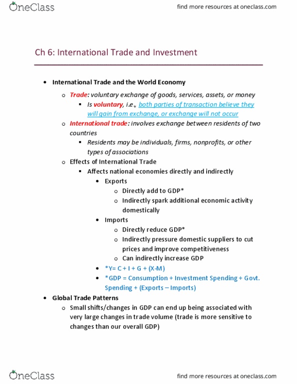 GEB 3373 Lecture Notes - Lecture 6: International Trade, Mercantilism, Opportunity Cost thumbnail
